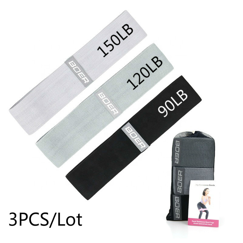 Home Gym Outfit - 3PCS Women Men Fabric Resistance Bands