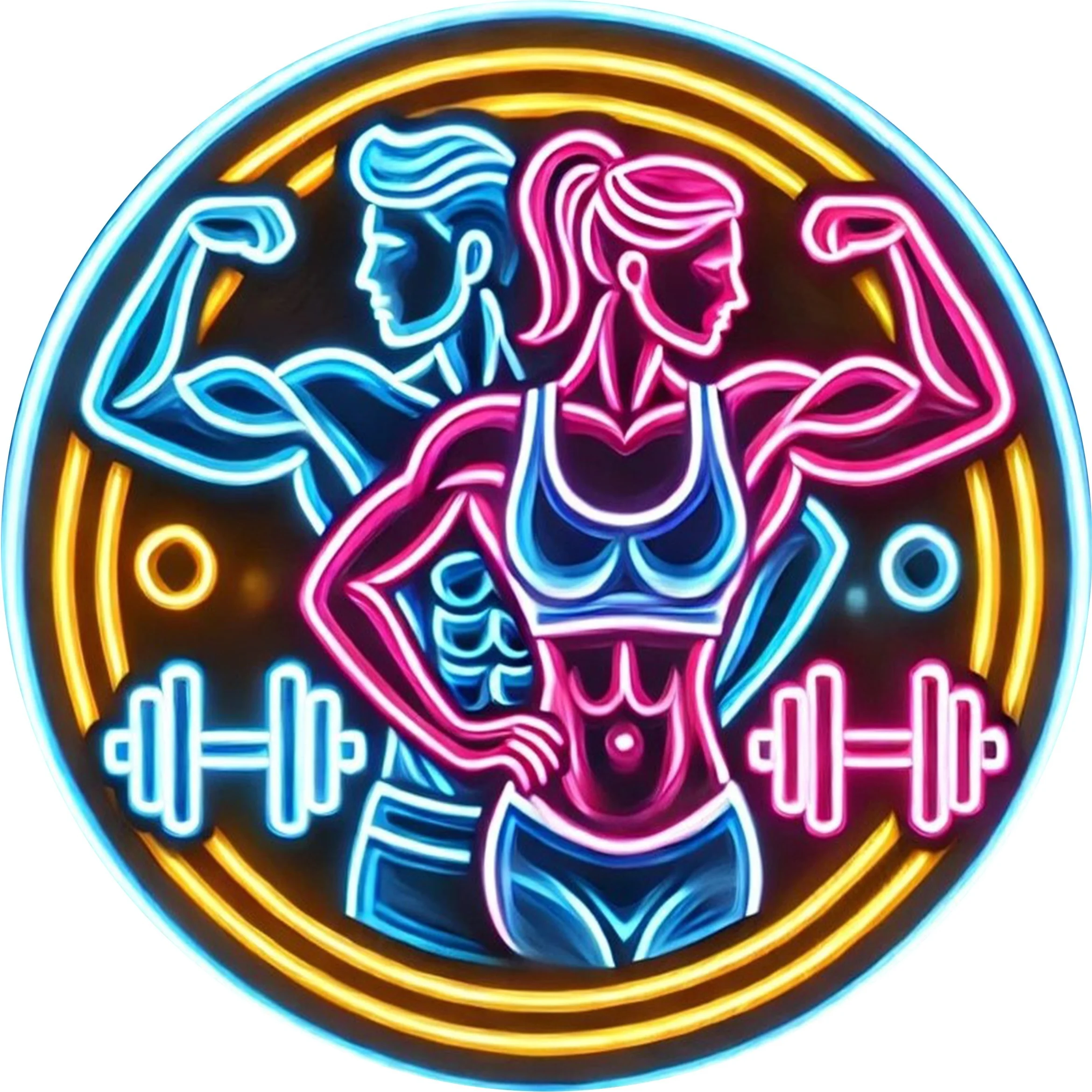 Home Gym Dumbbell Workout - 2D Metal Sign Fitness Gym Neon