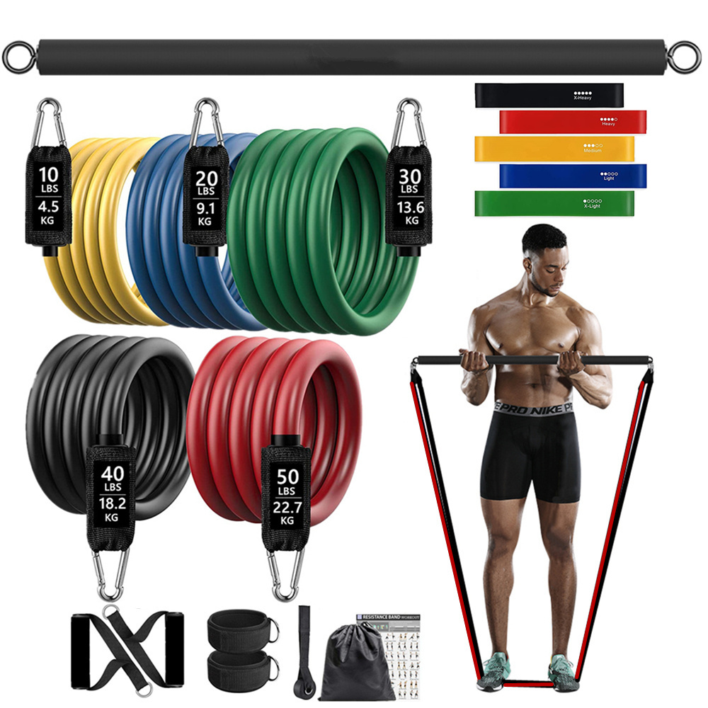 Home Gym Dumbbell Workout - 150lb Fitness Booty Resistance Elastic Band