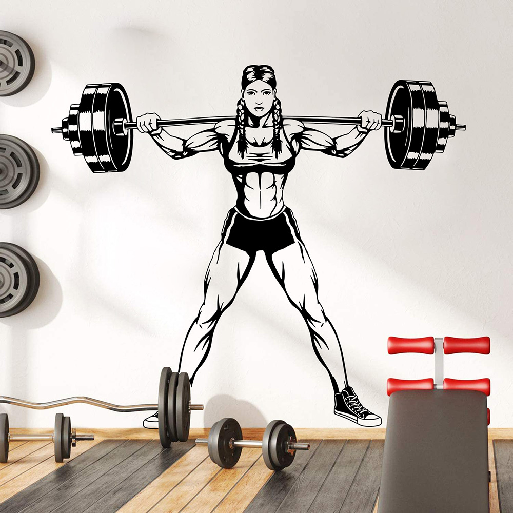 Large Gym Woman Dumbbells Wall - Home Gym Wallpaper 评论和价格
