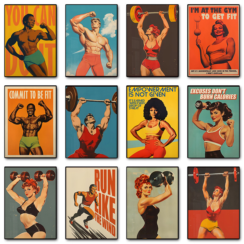 Retro Gym Bodybuilder Muscular - Home Gym Dumbbell Workout 评论和价格