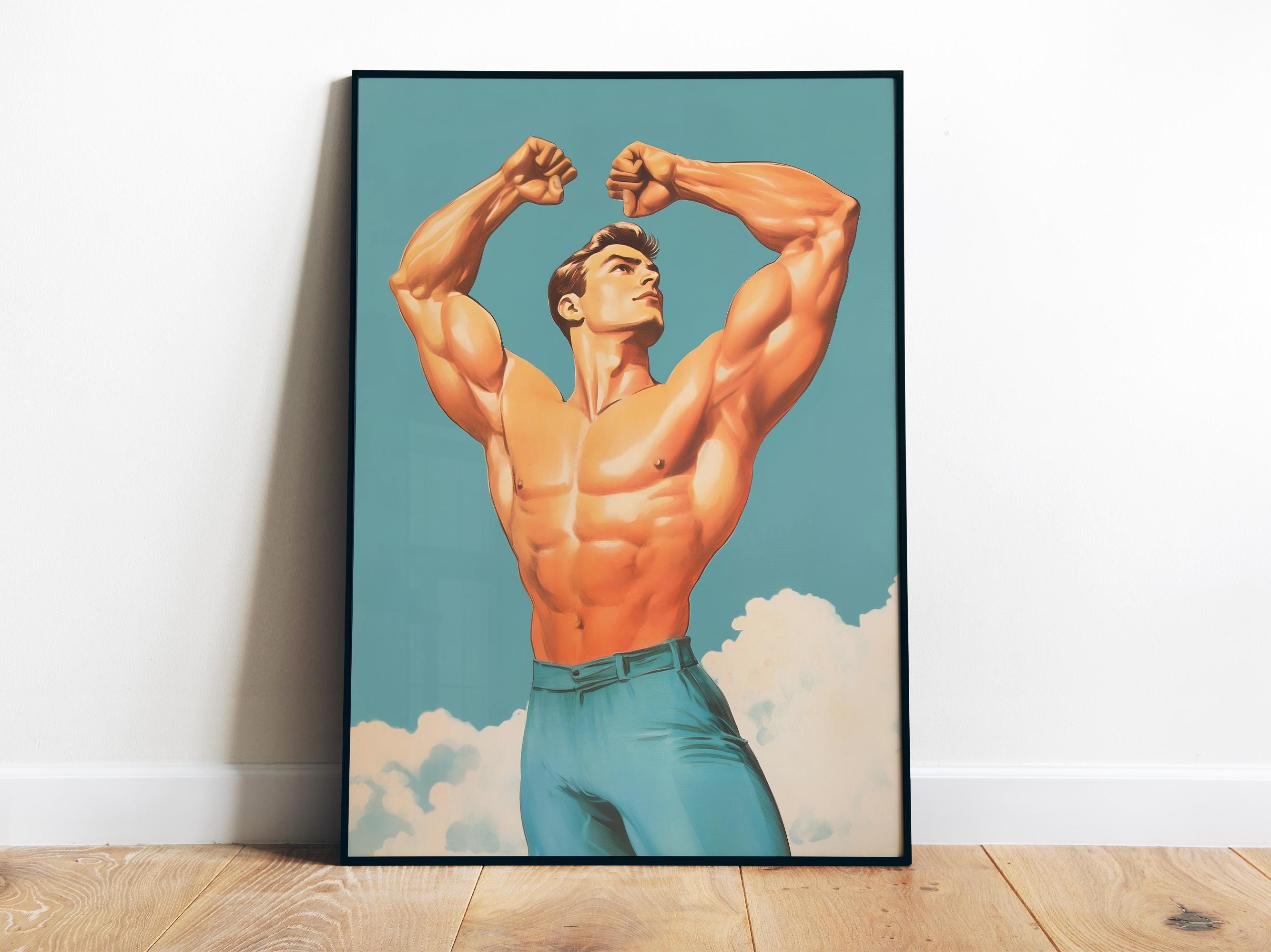 Retro Gym Bodybuilder Muscular - Home Gym Dumbbell Workout 评论和价格