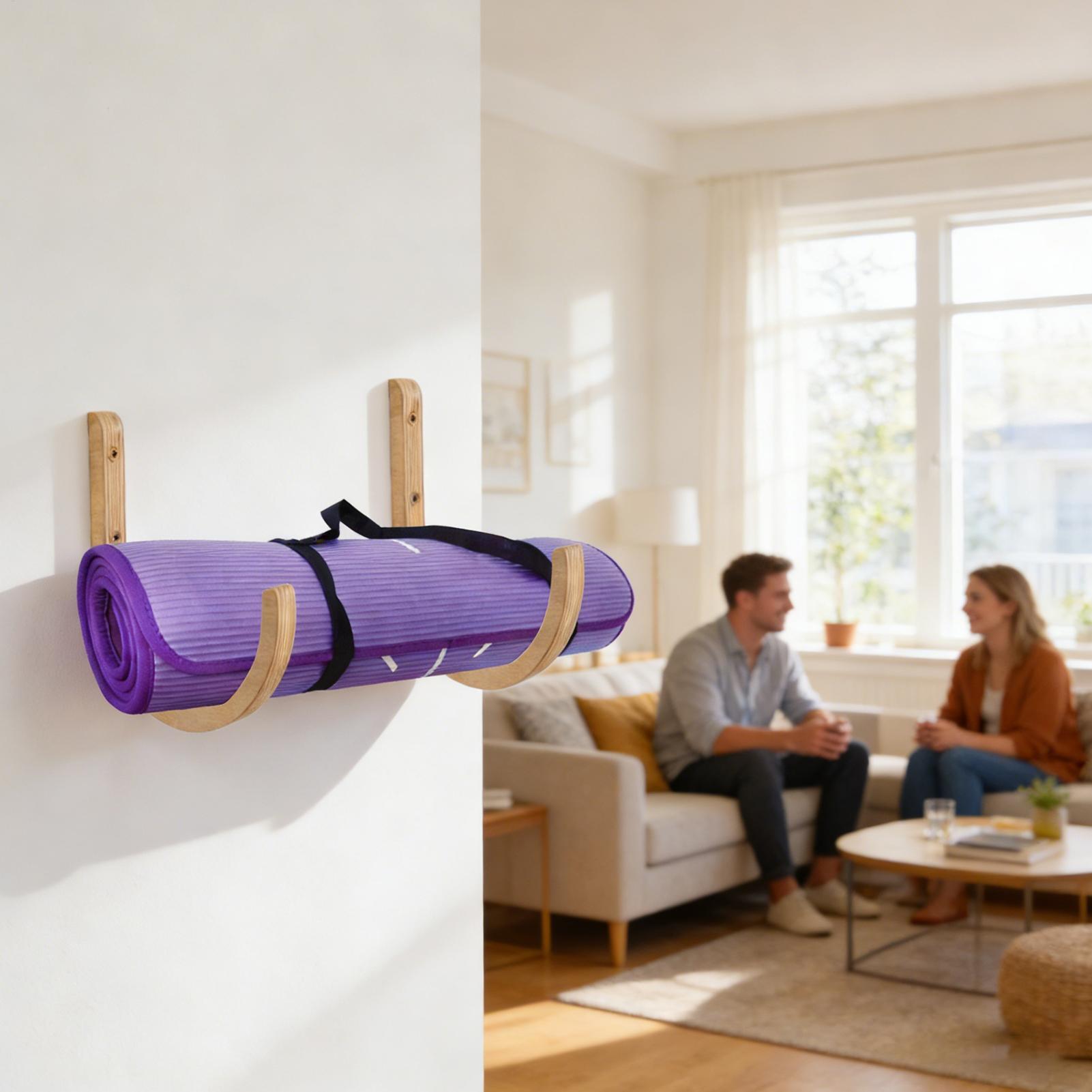 Yoga Mat Holder 2 Pieces Woode - Home Gym Yoga Storage 评论和价格