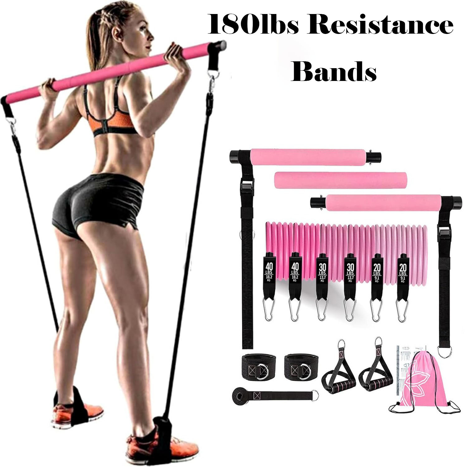 180lbs Resistance Bands with A - Home Gym Outfit 评论和价格