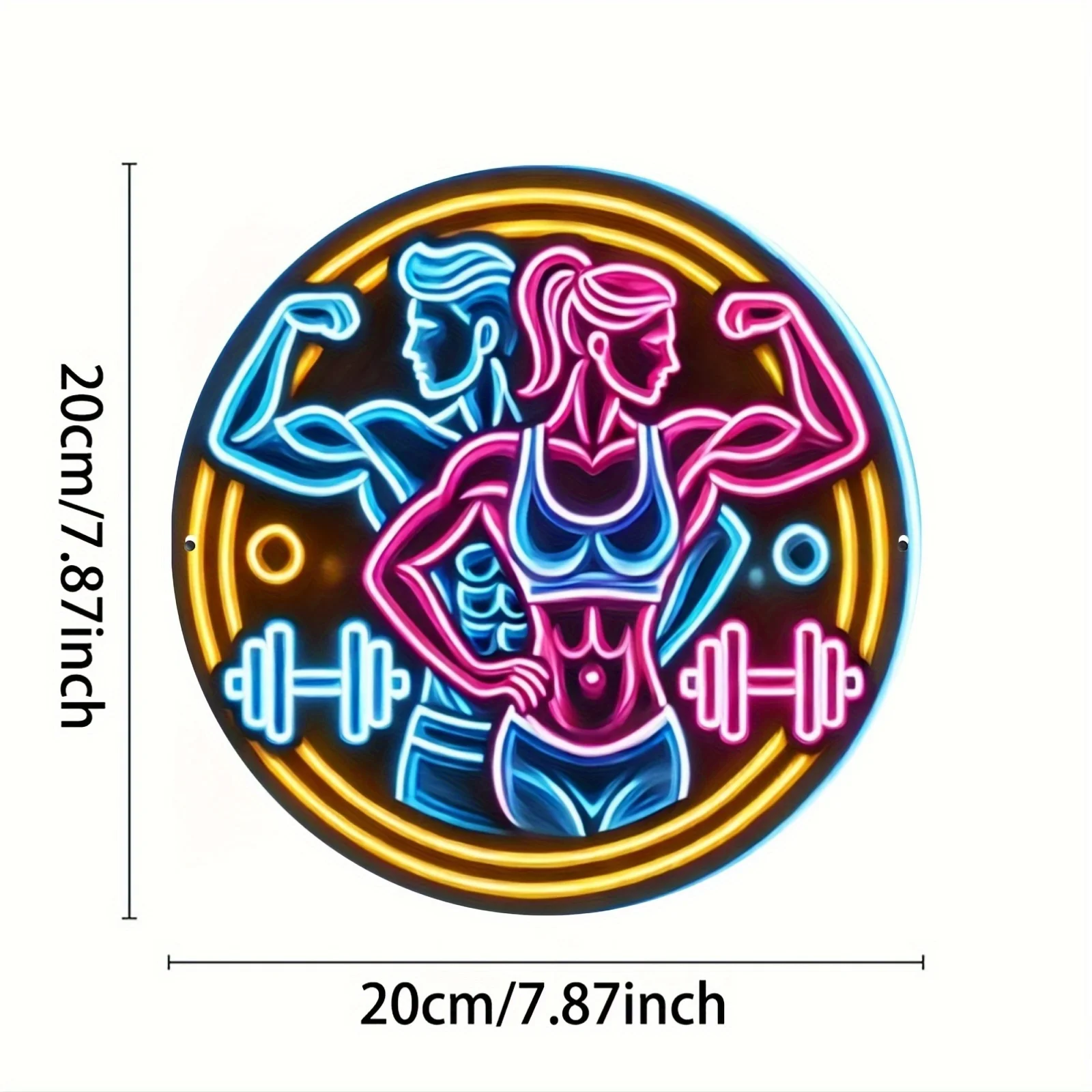 2D Metal Sign Fitness Gym Neon - Home Gym Dumbbell Workout 评论和价格