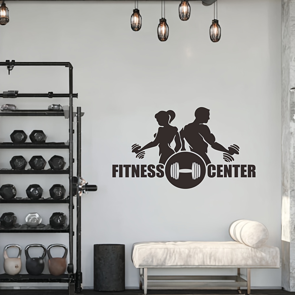 1PC Men And Women with Dumbbel - Home Gym Wallpaper 评论和价格