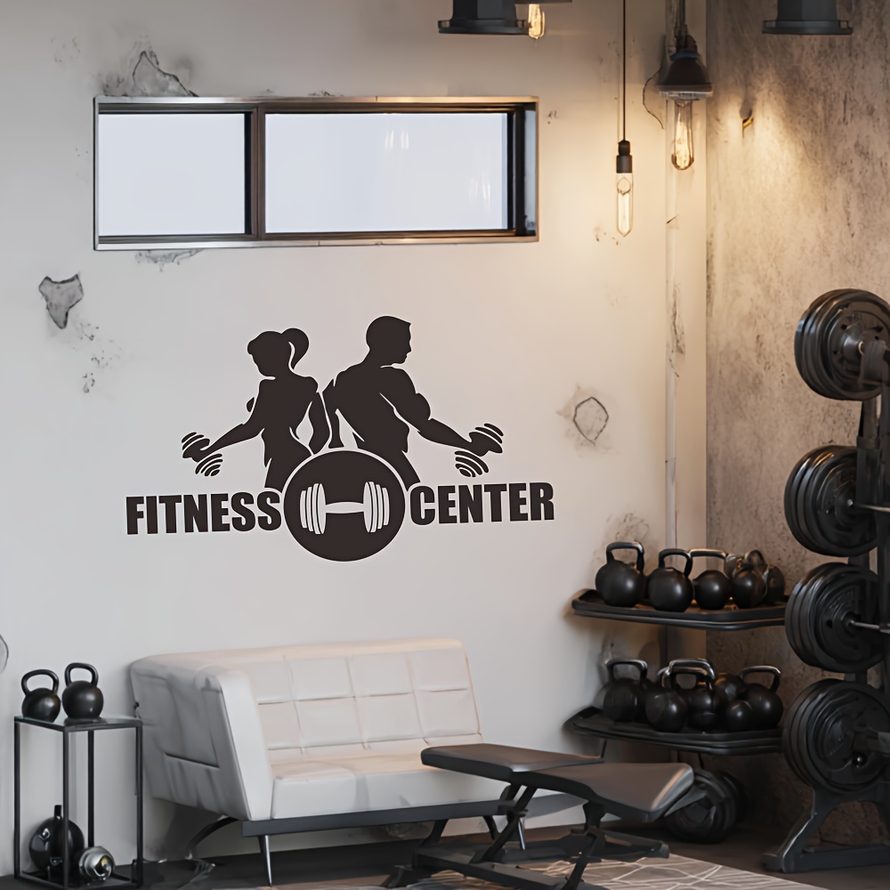 1PC Men And Women with Dumbbel - Home Gym Wallpaper 评论和价格