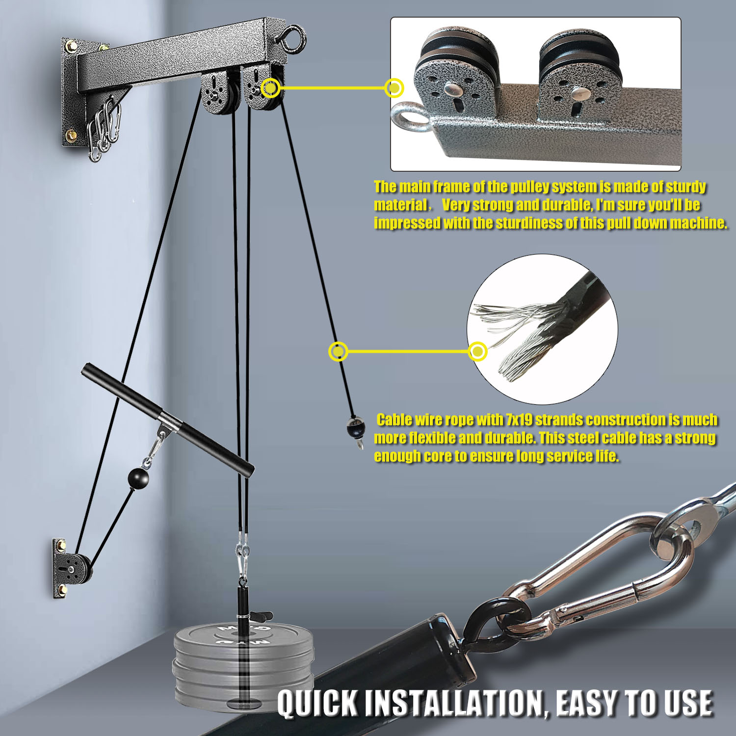 Fitness Wall Mounted Pulley Sy - Lat Pulldown Cable 评论和价格