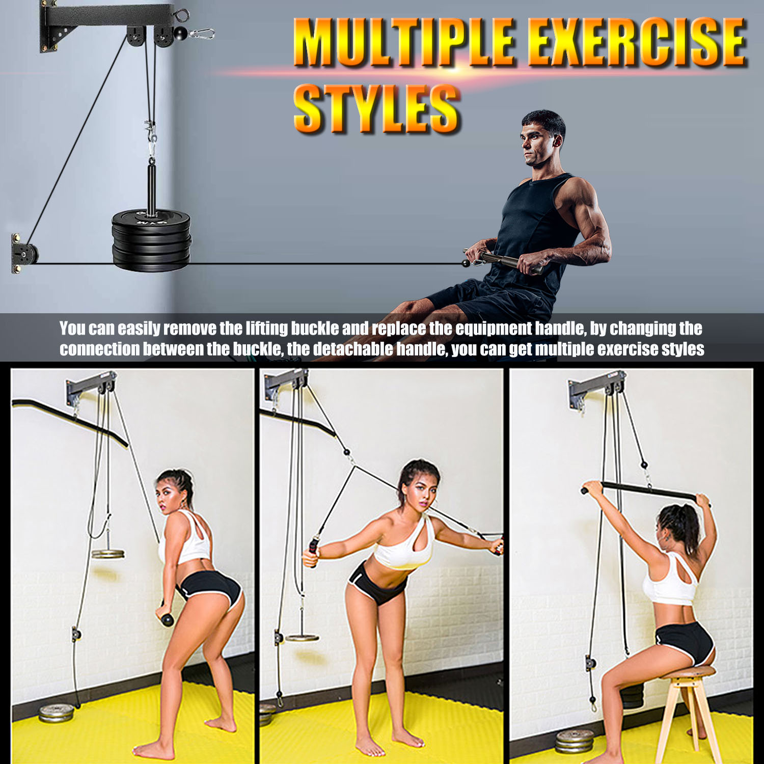 Fitness Wall Mounted Pulley Sy - Lat Pulldown Cable 评论和价格
