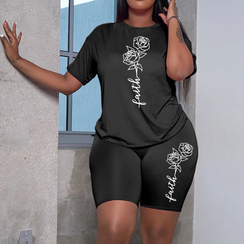 Faith Letter Printed Tracksuit - Home Gym Outfit 评论和价格