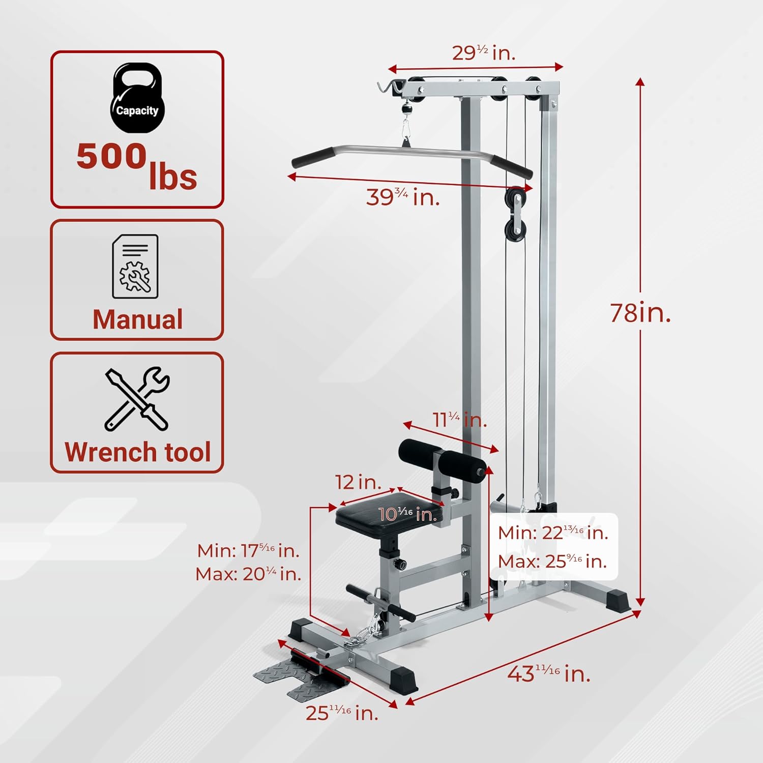 Fitness Gym, Robust Metal, Sil - Lat Pulldown Cable 评论和价格